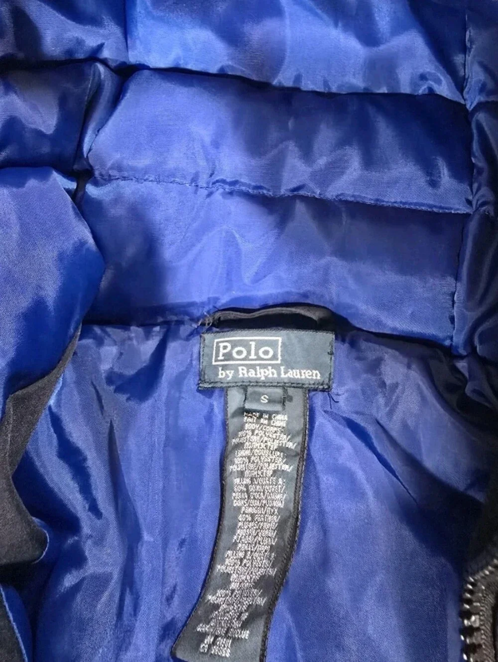 Ralph Lauren Black Jacket with Royal Blue Interior. Boys Puffer Coat Size Small.